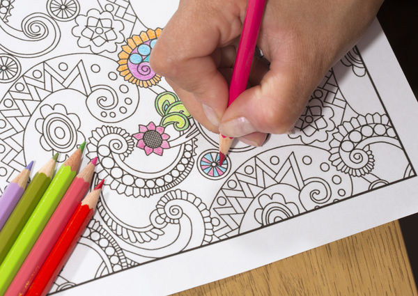 Adult coloring with colored pencils